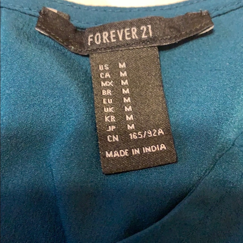 Forever 21 Teal Green Embroidery Short Sleeve Top - Picture 8 of 9